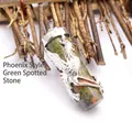 Ethnic style unakite crystal pillar pendant with intricate silver phoenix wrap design - Phoenix Style / Unakite