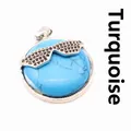 Unique blue round stone pendant with rhinestone sunglasses charm for fashion jewelry - Pendant Only / Blue Turquoise