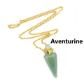 Green aventurine jade hexagonal cone perfume bottle pendant with gold chain - Aventurine Jade / Gold