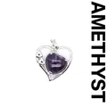 Élégant pendentif en forme de coeur avec améthyste naturelle et finition argentée - Améthyste