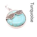Unique turquoise style round pendant featuring a black crystal sunglasses embellishment - Pendant Only / Turquoise