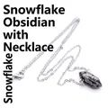 Halsketting met hexagonale sneeuwvlok obsidiaan steen pilaar hanger en zilveren ketting - Zilveren Ketting / Sneeuwvlokobsidiaan