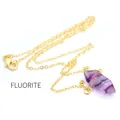 Gouden ketting met zeshoekige kristallen hanger van paarse fluoriet voor vrouwen - Gouden Ketting / Kleurrijke Fluoriet