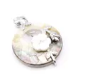 National tide shell pendant with silver flower detail for women jewelry gift - Pendant Only (Without Chain) / Grey Shell