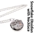 Snowflake obsidian pendant necklace with rhinestone sunglasses design - With Necklace / Snowflake Obsidian