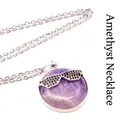 Quirky amethyst pendant necklace with black pavé crystal sunglasses on silver chain - With Necklace / Amethyst