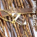 Elegante helder glazen zeshoekige kolom hanger ketting met 24K vergulde ketting - Gouden Ketting / Synthetisch Wit Glas