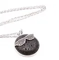 Unique volcanic lava stone pendant necklace with black pavé-set sunglasses on silver chain - With Necklace / Lava Stone