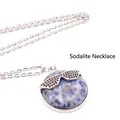 Stylish blue spot stone pendant necklace featuring unique black rhinestone sunglasses design - With Necklace / Blue Spot Jasper