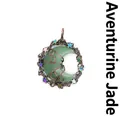Colgante de luna creciente de aventurina envuelto en alambre con estrellas - Colgante Luna Creciente de Aventurina / Aventurina verde