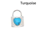 Herzförmiger türkisblauer Schlossanhänger mit glitzernden Pavé-Kristallen, Silber - Blauer Türkis