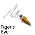 Handcrafted natural tiger eye stone cone-shaped perfume bottle pendant necklace with silver chain - Tiger's Eye / Silver