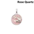 Silver-toned mother and child elephant pendant with round rose quartz stone - Rose Quartz