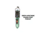 Natural green aventurine hexagonal crystal pillar pendant with seven chakra stones - Aventurine Jade