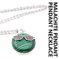 Unique green malachite pendant necklace with black rhinestone sunglasses detail - With Necklace / Malachite