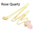Elegante rozenkwarts zeshoekige hanger ketting met goudkleurige ketting sieraad - Gouden Ketting / Rozenkwarts