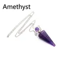 Purple amethyst hexagonal prism pendant perfume bottle with a delicate silver chain - Amethyst / Silver