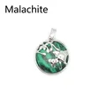 Pendentif éléphant mère et enfant élégant avec incrustation de pierre de malachite verte - Malachite