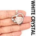 Élégant pendentif en forme de coeur en argent avec un cristal blanc clair pour femmes - Cristal blanc