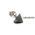 Natural labradorite crystal pendulum pendant featuring a silver tree of life metal charm - Tree of Life Style / Flash Stone (Labradorite)