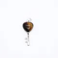 Vintage style natural tiger eye heart-shaped key pendant with silver-tone metal - Tiger's Eye