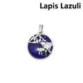 Pendentif éléphant en lapis-lazuli avec finition argentée décorative en métal chic - Lapis-lazuli