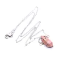 Ketting met hexagonale roze rhodochrosiet kristallen hanger en zilveren schakelketting - Zilveren Ketting / Rhodoniet