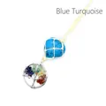 Colgante para coche árbol de la vida con corazón de turquesa azul y piedras chakra - Turquesa Azul
