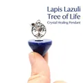 Natural Lapis Lazuli crystal pendulum pendant with Tree of Life metal topper design - Tree of Life Style / Lapis Lazuli