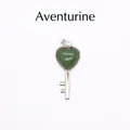 Natural green aventurine heart-shaped key pendant with silver-tone metal finish accessory - Aventurine Jade