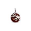 Pendentif éléphant mère et enfant en argent avec pierre de soleil brune, design charmant - Obsidienne Acajou