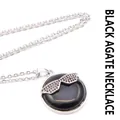 Black onyx round pendant necklace with silver sunglasses motif detail - With Necklace / Black Agate