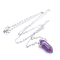 Prachtige zeshoekige amethist kristallen hanger ketting met zilverkleurige ketting - Zilveren Ketting / Amethist