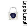 Herzförmiger Lapis-Lazuli-Schlossanhänger in Silber mit Pavé-Kristallen - Lapislazuli