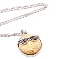 Unique silver chain necklace featuring a jasper stone with black sunglasses pendant - With Necklace / Jasper