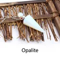 Elegant opalite cone pendant crystal perfume bottle necklace for essential oils - Opal / Silver