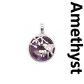 Pendentif en améthyste véritable avec un motif d'éléphant mère et enfant en argenté - Améthyste