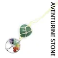 Colgante de coche corazón de Aventurina verde y árbol de la vida con cristales - Aventurina verde