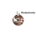 Artistic silver dolphin playing in waves pendant necklace with round rhodonite inlay - Rhodonite