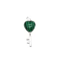 Elegant heart-shaped green malachite key pendant necklace charm with silver-toned finish - Malachite