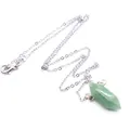Groene aventurijn zeshoekige kristallen hanger ketting met een slanke zilveren ketting - Zilveren Ketting / Aventurijn jade