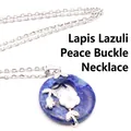 Lapis lazuli donut pendant necklace with silver floral accents - Necklace Set / Lapis Lazuli