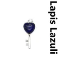 Exquisite natural lapis lazuli heart-shaped key pendant necklace in silver-tone finish - Lapis Lazuli