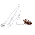 Natuurlijke tijgeroog zeshoekige kristallen hanger ketting met zilveren schakelketting - Zilveren Ketting / Tijgeroog