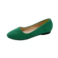 Vibrant green suede pointed-toe flat shoes for women with a comfortable slip-on design. - 35 / Green