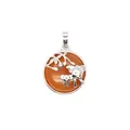 Pendentif artisanal rond en aventurine rouge avec des motifs d'éléphant - Aventurine Rouge