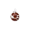 Elegant dolphin and wave design pendant featuring a round red aventurine crystal stone - Mahogany Obsidian