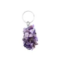 Amethyst raw stone crystal gravel keychain pendant for bag charm gift decoration - Amethyst (aljyly1206)