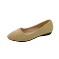 Classic beige suede pointed toe flat shoes for women with comfortable non-slip sole - 35 / Beige