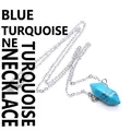 Ketting met blauwe turquoise zeshoekige kolom hanger en elegante zilveren ketting - Zilveren Ketting / Blauw Turkoois